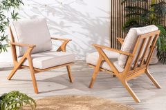 Wetterfester Gartenstuhl COMFORT LINE natur beige Akazienholz Loungesessel