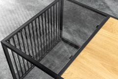 Design Couchtisch ARCHITECTURE 100cm schwarz Wildeiche Rauchglas Metall Holz