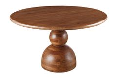 Massiver Esstisch MAESTRO 130cm braun Mangoholz rund mit Säulenfuß