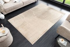 3D strukturierter Kurzflor Teppich ART DECO 230x160cm beige Hoch-Tief-Effekt