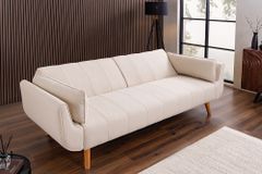 Schlafsofa DIVANI 220cm greige Strukturstoff 3-Sitzer mit Bettfunktion inkl. Kissen