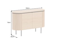 Modernes Sideboard ATELIER 120cm natur Eiche schwarz Metall vier Fächer