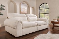 4-Sitzer Sofa SIXTH SENSE 245cm beige Bouclé-Strickstoff mit Nosagfederung und Daunenfedern