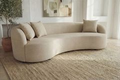 Modernes Sofa ATELIER 230cm beige Samt 3-Sitzer Couch inkl. Kissen