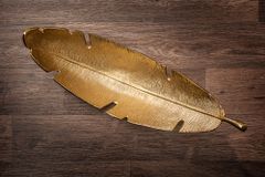 Design Deko Schale GOLD LEAF 65cm gold Blatt Design Metall Handarbeit