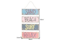 Maritimes Wandschild SURF & BEACH 110cm buntes Holzdesign Deko-Schild