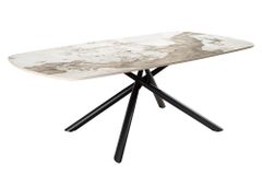 Design Couchtisch OSAKA 110cm weiß schwarz Pandora Keramik mit Sterngestell