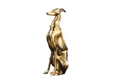 Design Skulptur GREYHOUND 70cm gold Metall Aluminium Windhund Figur