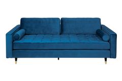 Design 3-Sitzer Sofa COZY VELVET 220cm petrol blau Samt Federkern Lounge