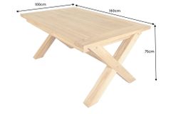 Wetterfester Gartentisch EMPIRE TEAK 160cm natur Teakholz Massivholz Outdoor-Esstisch