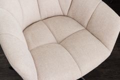 Drehbarer Stuhl PAPILLON champagner beige Ziersteppung Metallgestell schwarz mit Armlehne