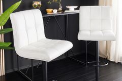 Höhenverstellbarer Barhocker MODENA weiß Kunstleder schwarz mit Lehne drehbar