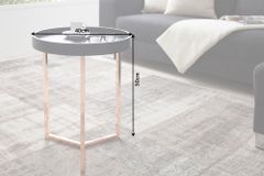 Extravaganter Beistelltisch MODULAR 40cm matt schwarz kupfer rund inkl. Tablett