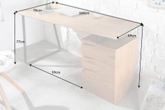 Industrial Schreibtisch STUDIO 160cm Eichenoptik mit 3 Schubladen