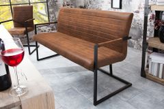 Industrial Freischwinger Bank LOFT 160cm vintage braun mit Armlehne