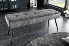 Design Sitzbank BOUTIQUE 100cm dunkelgrau Cord schwarze Metallbeine