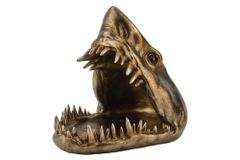 Deko-Figur SHARK HEAD 25cm bronze mit Ablagefach handmade