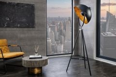 Stehlampe BIG STUDIO 170cm schwarz Blattgold-Optik Industrial Design