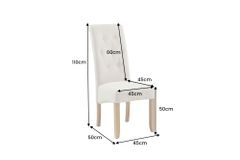 Design Stuhl CASA beige Leinen Massivholzbeine mit Zierknöpfen und Nackenrolle