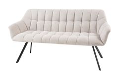 Esszimmer Sitzbank PAPILLON 165cm champagner beige mit Lehnen schwarzes Metallgestell