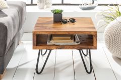 Massivholz Beistelltisch SCORPION 45cm braun Sheesham stone finish Hairpin Legs Stauraum