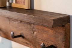 Massive Wandgarderobe HEMINGWAY 60cm natur recyceltes Teakholz mit Ablage