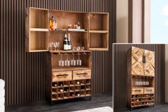Design Barschrank BODEGA 160cm natur Pinienholz Weinregal Glashalter Schubladen