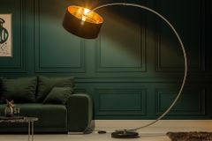 Dimmbare Bogenlampe PYTHON 190cm schwarz gold Retro Bogenleuchte
