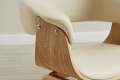 Design Stuhl ORGANIC natur Eiche creme beige Kunstleder mit Armlehnen