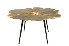 Dekorativer Couchtisch GINKGO 95cm gold schwarz handmade Metall