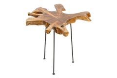 Einzigartiger Beistelltisch WILD 40cm Teakholz Baumscheibe Couchtisch