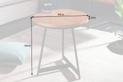 Runder Beistelltisch OAK ELEGANCE 45cm Eiche-Design schwarzes Metallgestell