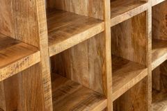 Massives Regal IRON CRAFT 200cm natur Mangoholz Bücherregal 25 Fächer