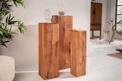 Design Deko Säule 3er Set MAKASSAR 80cm Mangoholz Handarbeit