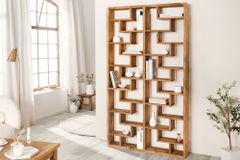 Massivholz Bücherregal JAVA 200cm natur Teakholz Standregal Raumtrenner recycelt