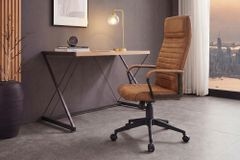 Höhenverstellbarer Bürostuhl LAZIO vintage braun Microfaser drehbar mit Rollen