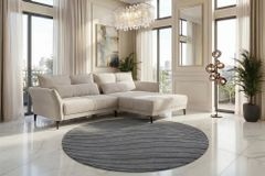 Runder Teppich WAVE 230cm anthrazit 3D strukturierter Kurzflor Indoor Hoch-Tief-Effekt