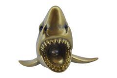 Moderne Wandlampe SHARK 40cm gold Hai-Skulptur handmade