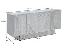 Massives Sideboard ART DECO 170cm grau Mangoholz 3D-Front