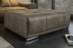 Extravaganter Hocker ELEGANCIA 110cm taupe mit Ziersteppung