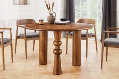 Runder Esstisch ARTE 120cm braun Mangoholz massiv mit markantem Gestell