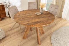 Runder Esstisch ART WOOD 100cm braun massiv Mangoholz