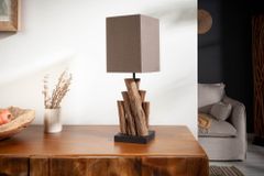 Handgefertigte Tischlampe PURE NATURE 45cm Eisenholz mit Baumwollschirm