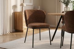 Design Stuhl LYON braun Chenille schwarze Metallbeine
