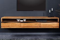 Hängendes TV-Lowboard MAMMUT 160cm braun Akazie honey finish Massivholz Baumkante