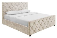 Design Boxbett ELYSIUM 160x200cm champagner beige Samt mit Stauraum und Lattenrost