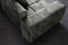 Big Sofa ELEGANCIA 285cm moosgrün Microfaser XXL Couch inkl. Kissen Federkern