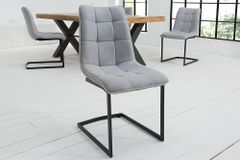 Design Freischwinger Stuhl MIAMI hellgrau Metallgestell matt schwarz