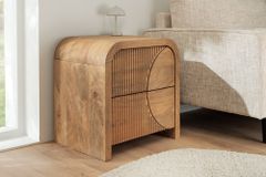 Massiver Nachttisch ART DECO 50cm cream finish beige Mangoholz mit Schublade