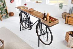 Retro Konsolentisch BICYCLE 195cm Mangoholz Fahrrad Bartisch Upcycling